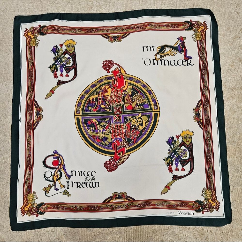 Book Of Kells Irish Gaelic Scarf Womens Square 26-27" Square